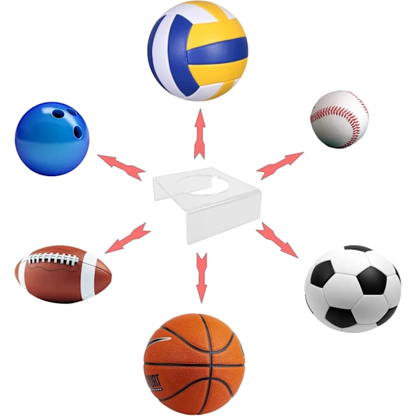 Pieces Ball Display Stativ Holder, Akryl Ball Holder, Ball Display Stativ Holder, Transparent Ball Holder for Basketball Fotball Volleyball Rugby