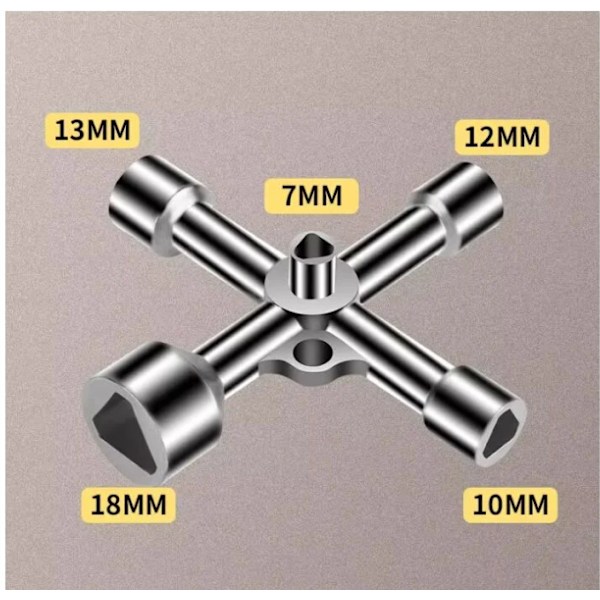 Triangel-nøkkel med 5 størrelser, indre diameter 7mm/10mm/12mm/13mm/18mm, universalnøkkel for elektrisk boks, gass, vann, strømmåler, skapboks