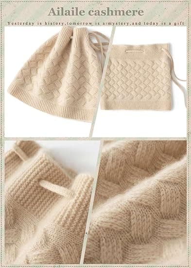 Damernas Beanie-mössa Vintervarm Kashmir Merino Ull Stickad Snoddhatt