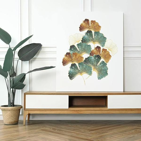 GINKGO BLADER Veggklistremerker Gull/Brun/Grønn I Selvklebende Veggklistremerker Planter Gress I Dekorasjon for Stue Soverom Bad Kjøkken Gang