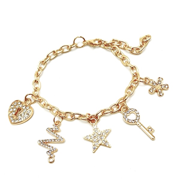 Women’s Link Charm Bracelet   Star Heart Pendant Charms Bracelet