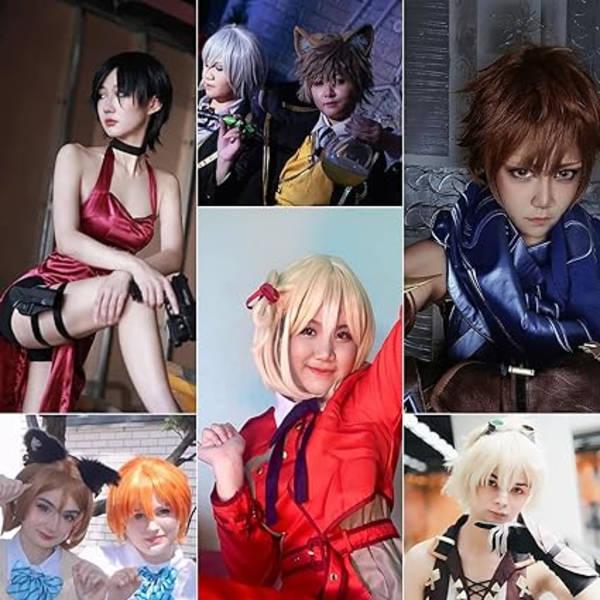 Parukk for kvinner Kort blond parukk Cosplay Anime Parukk Halloween Unisex Cosplay Parukk Menn Parukk Rett Syntetisk Parukk for Kostymefest Karnevalfest