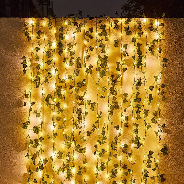 Kunstig Vedbend, 10M Blad Fe Lys, Kunstige Planter med 100