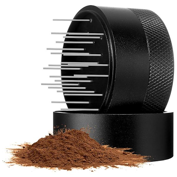 Espresso-kaffedistributör, Verktyg Espresso-kaffedistributör med bas, Rostfritt stål Espresso-kaffedistributör, Justerbar djupnål Distrib