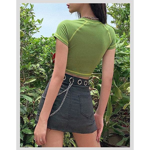 E Girls Tøj Mønster Print Sommer Crop Top til Piger Fe Grøn L