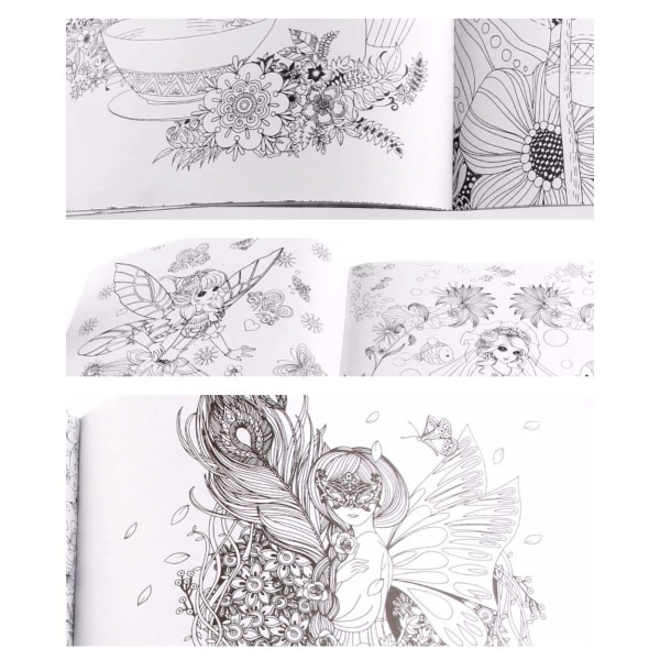 Målarbok Mindfulness Avslappning Anti-Stress Fairy Tales vit