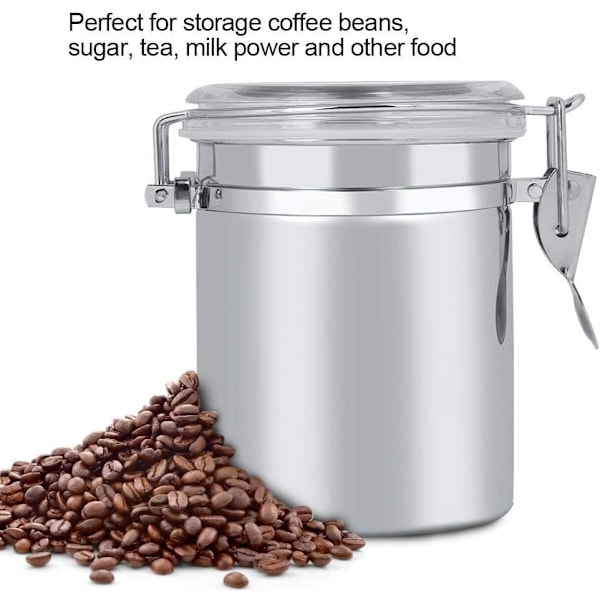 Lufttät Kaffekanna, Rostfritt Stål Lufttät Kaffekanna, Rostfritt Stål Förvaringsburk Kaffebehållare för Te, Kakao, Kaffe Pulver