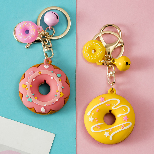 Donut Time Party favoriserer Donut Nøgleringe 8 Pack With Thank You Kraft Tag Car