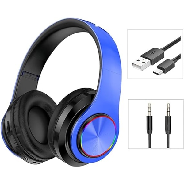 Taitettavat Bluetooth-kuulokkeet - Langattomat yli korvan kuulokkeet LED-valolla Sisäänrakennettu
