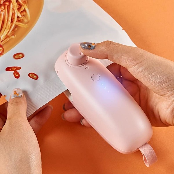 Mini Forseglingsmaskin, 2 i 1 USB Oppladbar Termisk Vakuumforsegler Bærbar Forseglingsmaskin for Chipposer Matlagring Plastpose