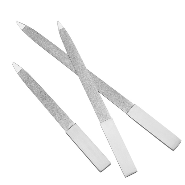 3-Pack Diamond Nail File Stainless Steel Double Sided Nail File Metal File