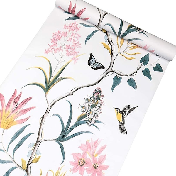 50cm*9.5m Vintage Blomstermønstret Skrælle &amp; Sæt Tapet Rulle Vinyl Selvhæftende