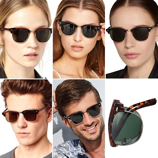 Polariserede Aviator Foldbare Solbriller: Mini Rejse Portable Firkantede Halv-rammeløse Spejlede Foldbare Briller Til Kørsel