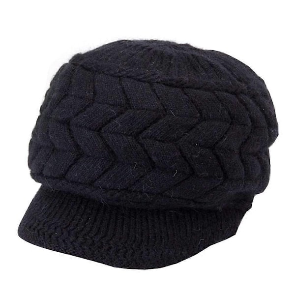 Stickad mössa, keps med skärm, vintermössa dam, beanie, mössor, kepsar, stickad baseballkeps, varm ullmössa