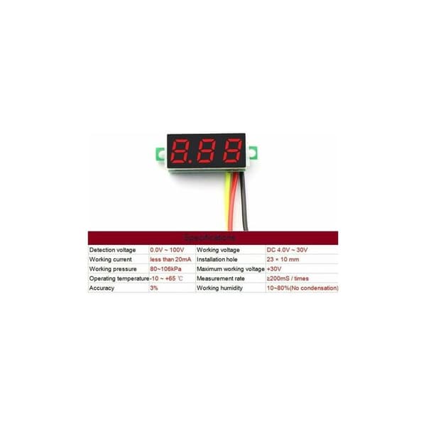 4 stk Mini Voltmeter, 0,28 tommers Digital DC Voltmeter, 3-tråds Spenningstester