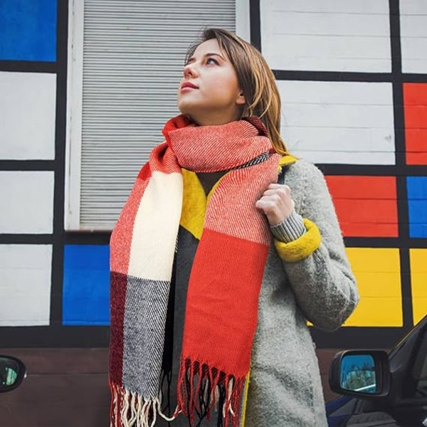 Dames Sjal Mode Lang Ternet Tørklæder Wraps Store Gitter Vinter Varme