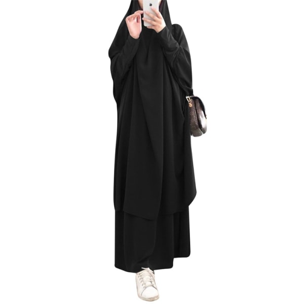 Anspråkslös klänning för muslimska damer Lång kaki och kjol för att be och gå O