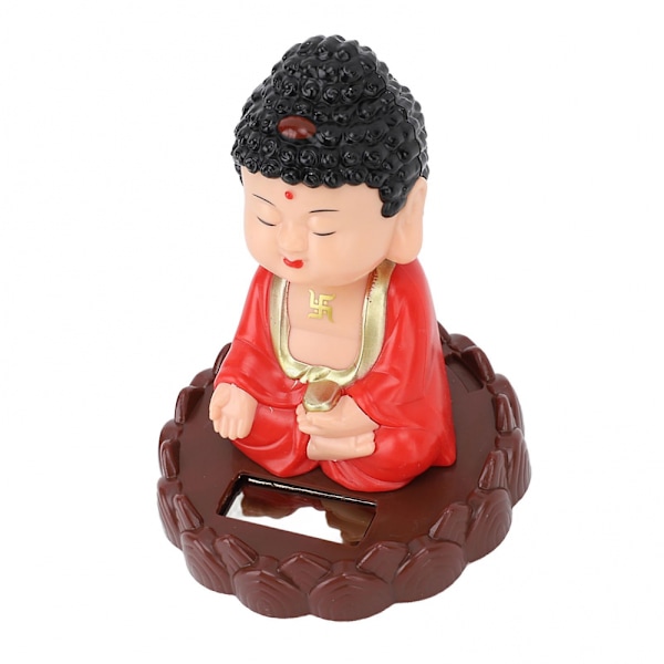 Nickande Buddha Staty Solcellsdriven Figurin för Lycka Välstånd Gåva Energibesparande Röd