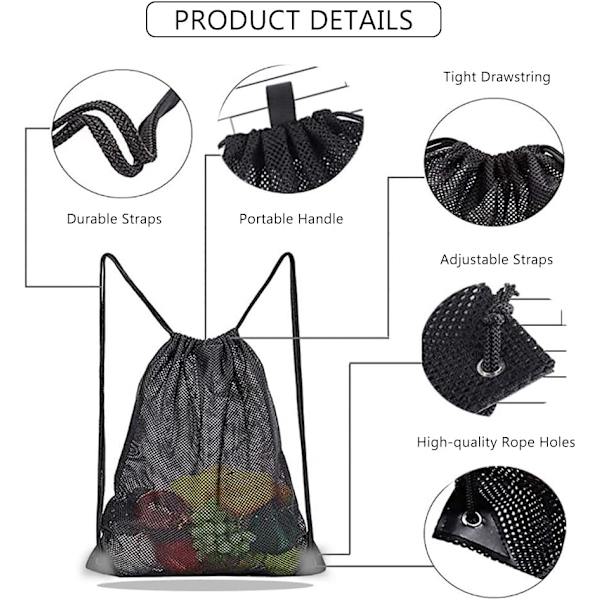 Mesh Ryggsäck, Mesh Strandväska, Nylon Nätväska, Dragsko Ryggsäck, Strand Ryggsäck, Justerbara Dragskoväskor, för Simning, Dykning, Resor, Gym (45