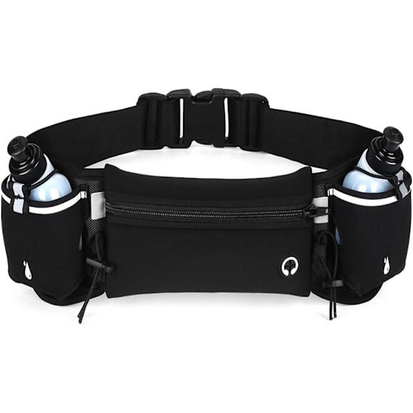 Løpebelte, Sportbelte Fanny Pack med 2 Vannflasker, Justerbart Hydreringsbelte for Menn Kvinner Smartphone Klatring Vandring Reise