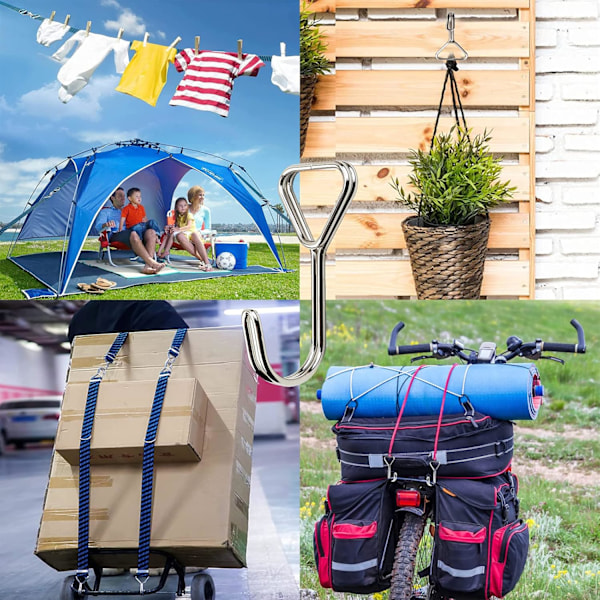 10 stk Spiral Kroge, Rustfrit Stål Bungee Snore Kroge, Bungee Snore Kroge, Bungee Snore Kroge, til Telte, Cykler, Bagage Fastgørelse, Fikseringskroge