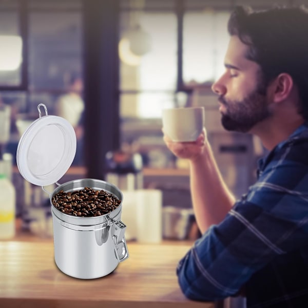 Lufttät Kaffekanna, Rostfritt Stål Lufttät Kaffekanna, Rostfritt Stål Förvaringsburk Kaffebehållare för Te, Kakao, Kaffe Pulver