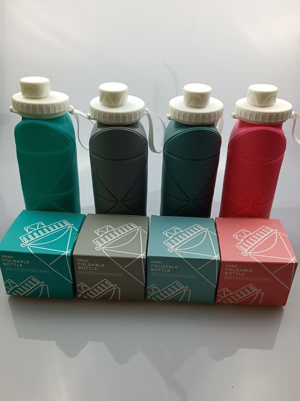 2-pack hopfällbara vattenflaskor läckagesäker ventil återanvändbar silikon hopfällbar