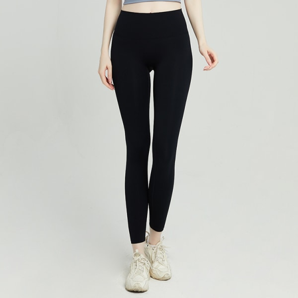 Kvinnors högmidjade yogabyxor 7/8 längd leggings med fickor