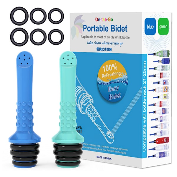 Bærbar Peri-flaske til personlig hygiejnepleje, rejse-bidet, kompatibel med 21-25 cm flasker, Shattaf-vandspray, blå