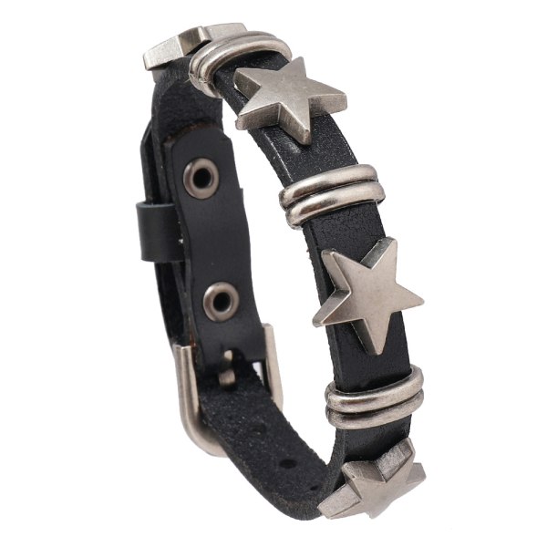 Punk Hip Hop Vintage Star Læder Manchet Armbånd Gothic Pentagram