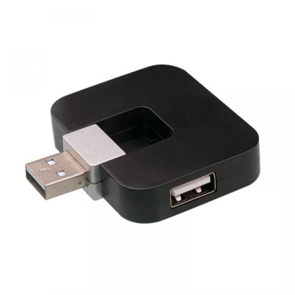 Roterende USB 2.0 Hub USB til USB Splitter (Svart)