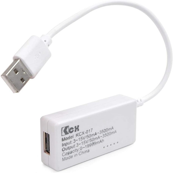 Valkoinen tausta LCD-taustavalo LCD-digitaalinen näyttö USB-ampeerimittari Volttimittari Lataus