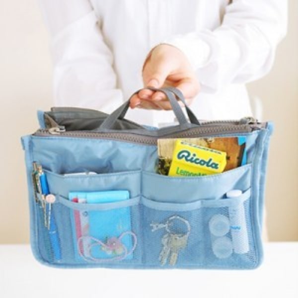 Handväska Väska Väska i Väska Organizer Insert Organizer Tidy Travel Kosmetisk Fick，Himmelsblå