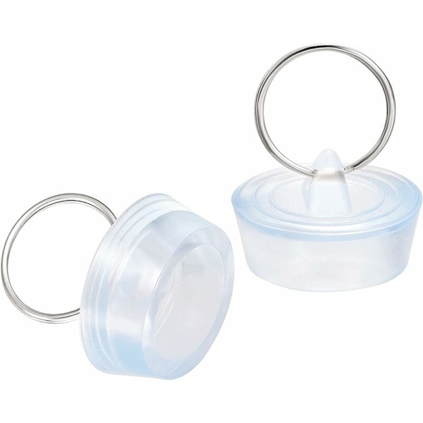 Gummisinkpropp, avløpsstopper transparent blå passer 29-32mm med henge
