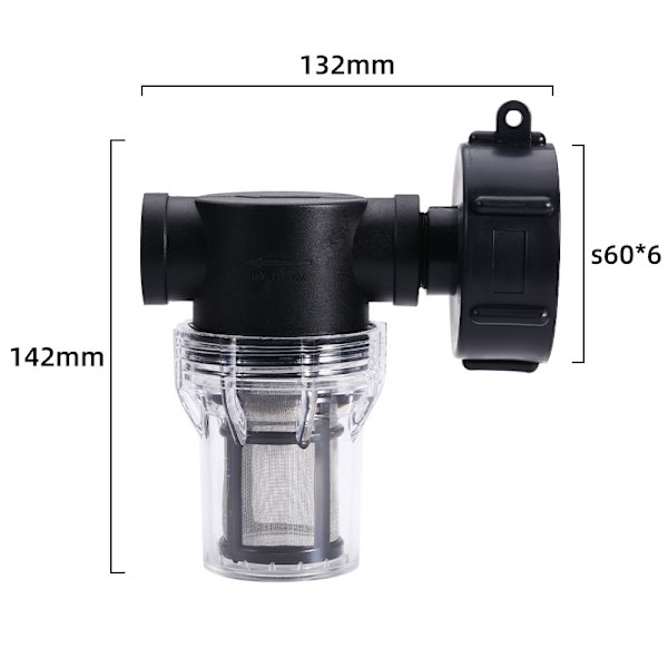 Regnvandssamler - med filter og adapter s60x6 tanktilslutningshane til