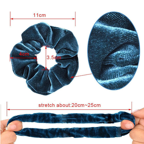 12 stk. store hårskrunchies i fløjl, elastiske hårbånd, store hårskrunchies til kvinders hår, valentinsdags-julegaver, 11 cm