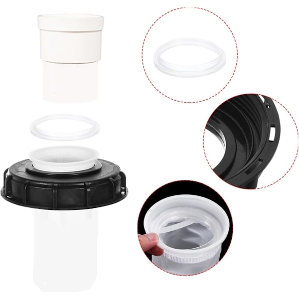 1 IBC Tank Caps med vaskbart nylonfilter, IBC Cap Filter IBC Tank Accesso