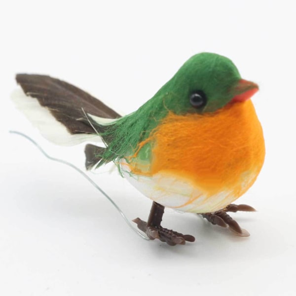 12 st Robin Fågel Julgransdekoration Hantverk MYCKET SÖT Konstgjord Fjäder, Orange, 9*3cm