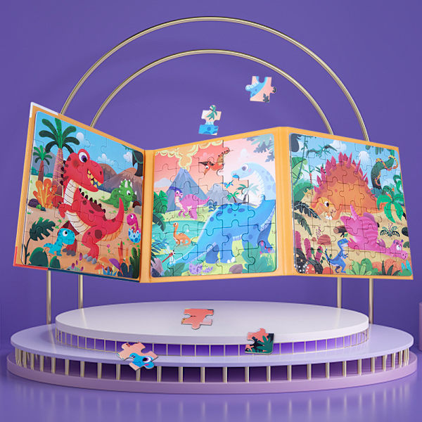 Magneettiset palapelit lapsille, 3-in-1 dinosaur-palapelikirja taaperoille