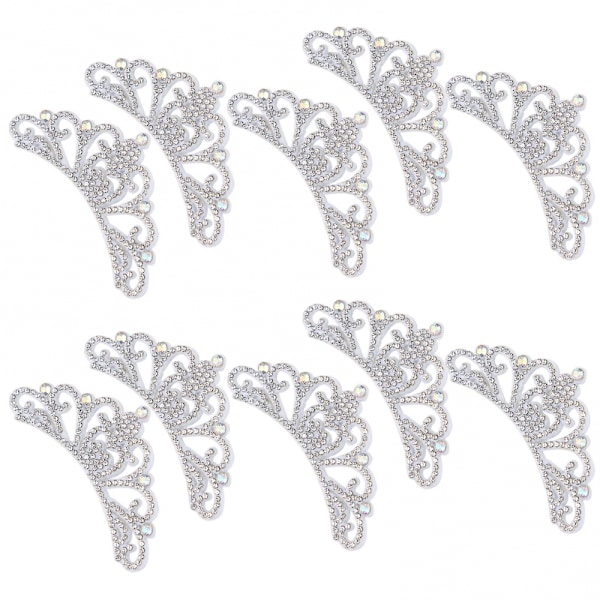 Rhinestone Kroneformede Patches 10PCS Hvidt Klud Applikation 8.8x4.5cm Tilbehør