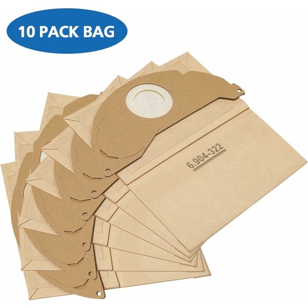 WD2 10 paperisuodatinpussin pakkaus Kärcher WD2 MV2 A 2003/2024/2054 -imuriin