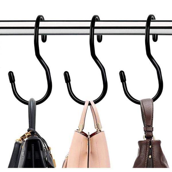 15-pack väska hänge för garderob, unik twist design väska hänge krokar, väska arrangör krokar för garderob stora garderob S krokar för hängande handväskor plånböcker kläder (svart) 13cm
