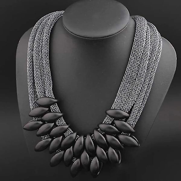 Multi-lags flettet legering blad vedhæng halskæde - Dainty Statement Choker f
