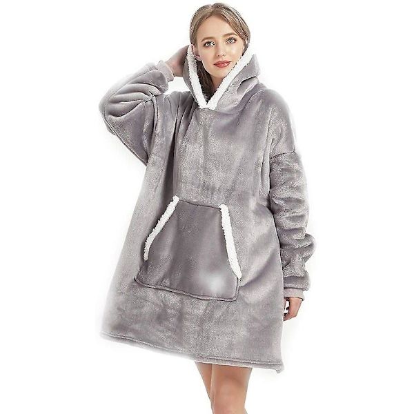 Genser teppe for voksne standard størrelse hette plysj fleece teppe, genser