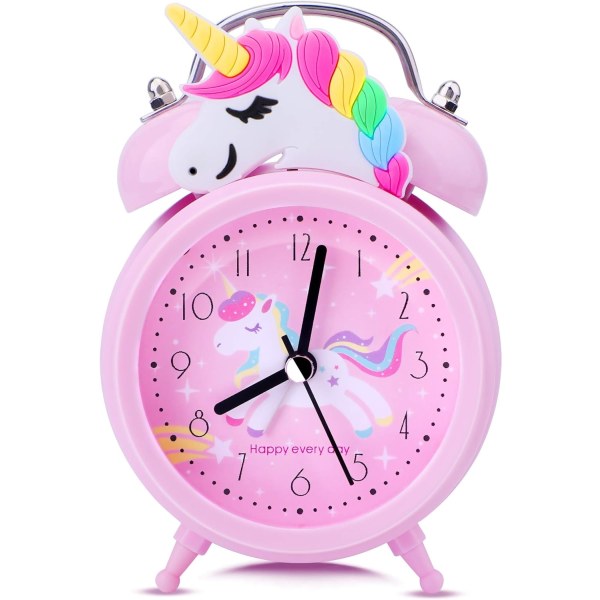 Unicorn väckarklocka för flickor, barn, söt sovrumsdekoration, icke-tickande si