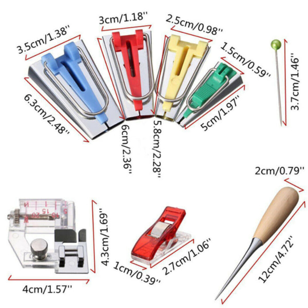 Bias Makers 4 Kokoa Ompeluteippi Ompelemisneuloilla & Paininjalka Kone & Ahjolla & Leikkurit 6mm/12mm/18mm/25mm Bias Teippivalmistajalle