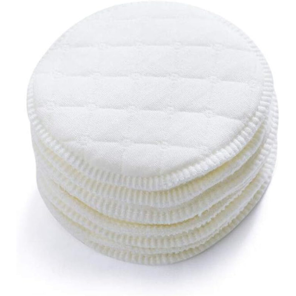 12-pack vita, runda, mjuka, andningsbara amningsinlägg av bomull, tvättbara, spill-proof