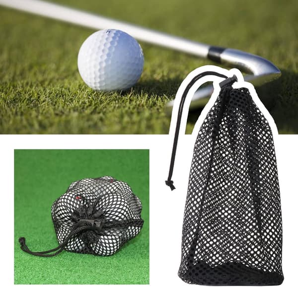 2PCS Golfballpose Nylon Snøring Meshpose Golfball Oppbevaringspose for 48