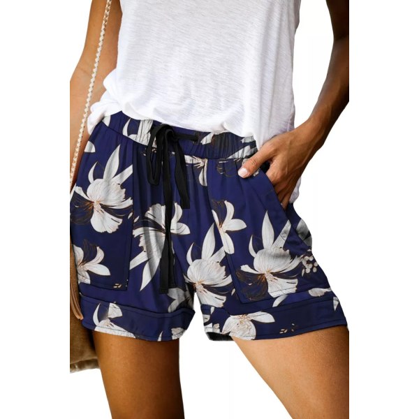Kvinders afslappede shorts Sommersnøre Elastisk talje Komfortabel shorts med lomme