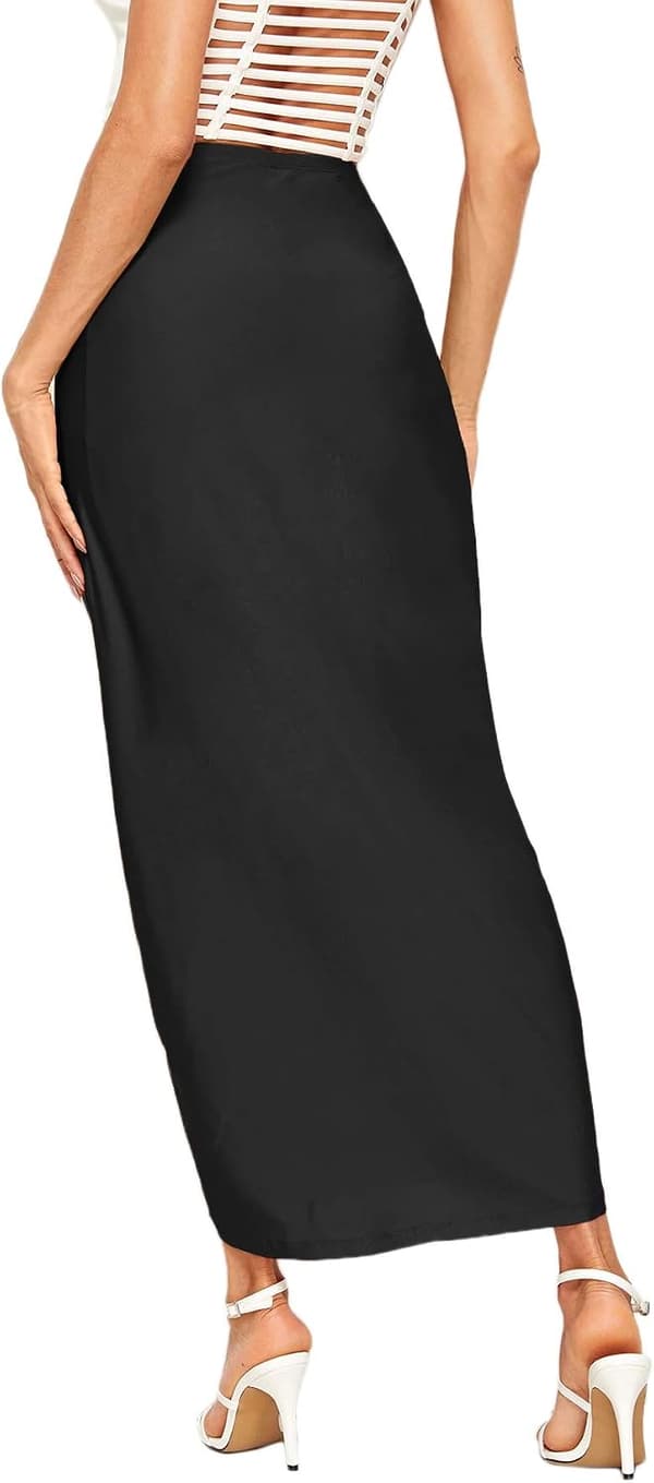 Kvinders Casual Slidset Wrap Asymmetrisk Elastisk Høj Talje Maxi Draperet Nederdel